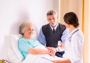caring for a sick senior woman